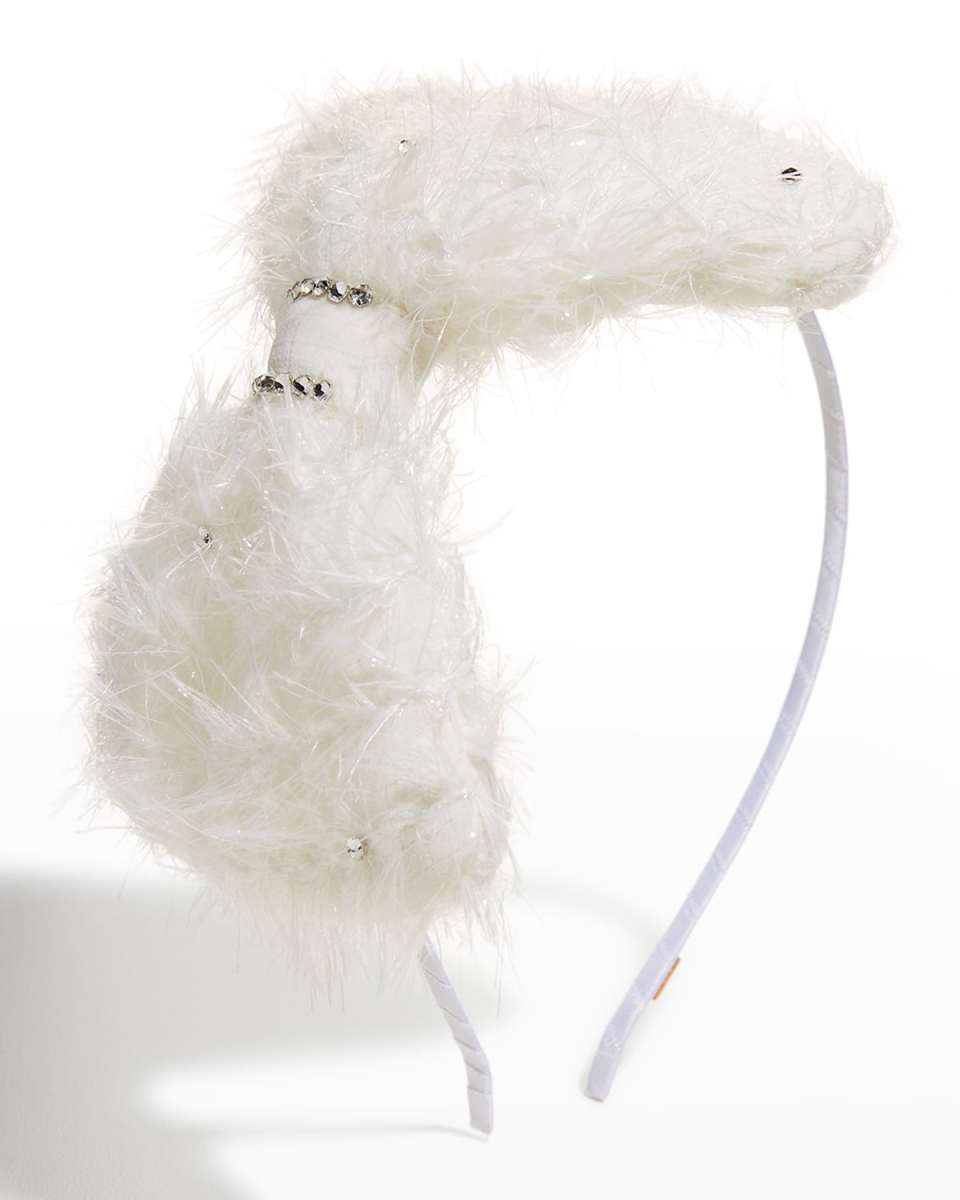 Girl's Crystal Embellished Tinsel Bow Headband